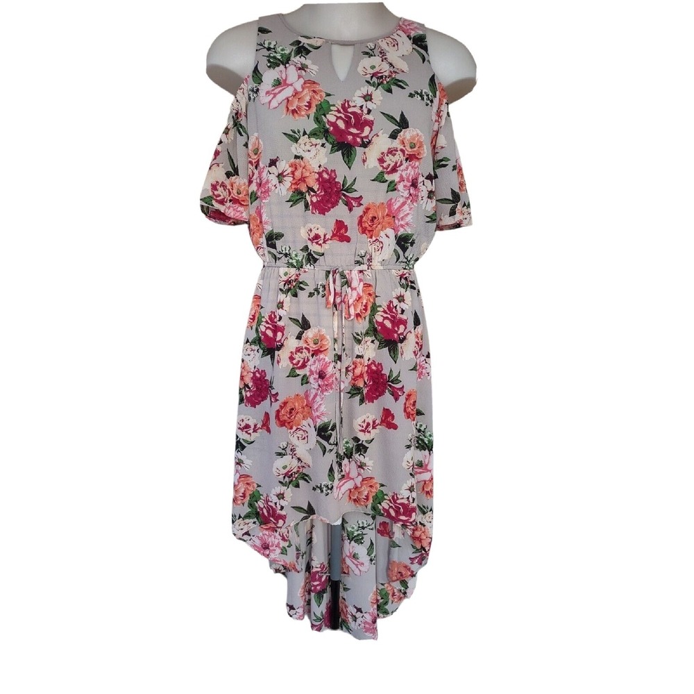 Apt 9 Shift Dress Floral Short Womens Large Cold Shoulder Sleeve Knee Length New
